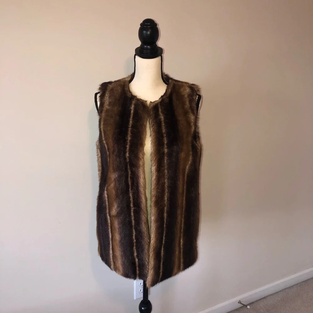 Faux Fur Vest Betsey Johnson Brown Size Small